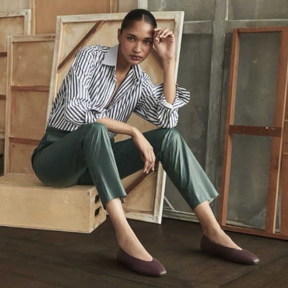 Birdies Shoes - BIRDIES The Crane Leather Ballet Flats Square Toe Maroon Wine Size 8.5